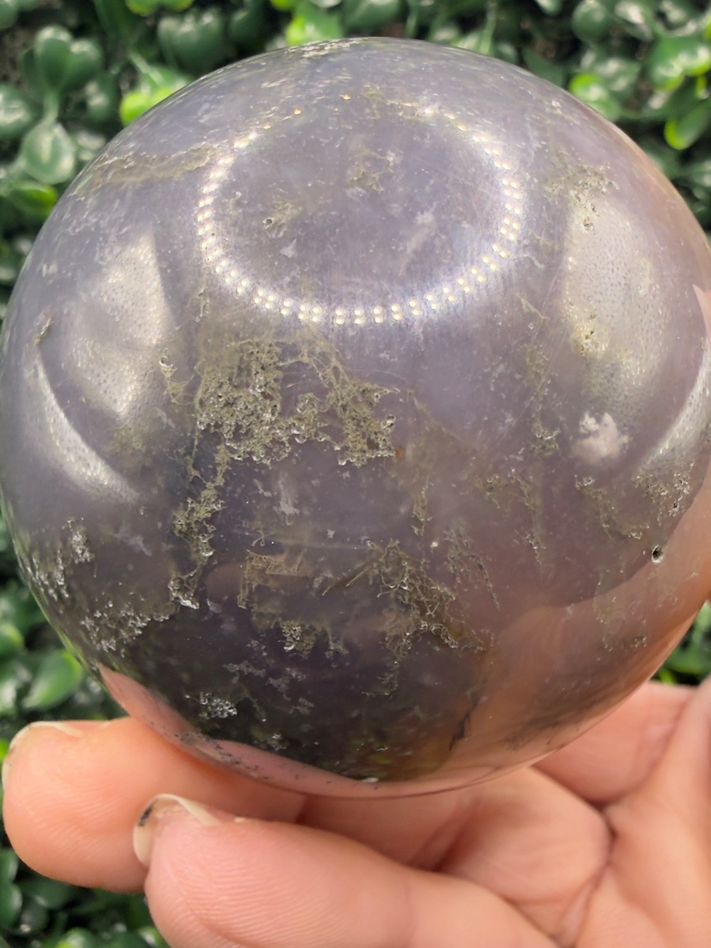 Druzy Moss Agate Sphere 60mm - Picture 7 of 9